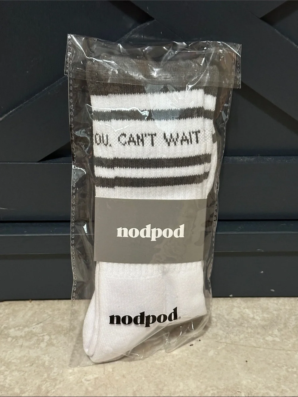 Nodpod White & Black Striped Crew Socks - You Can't Wait